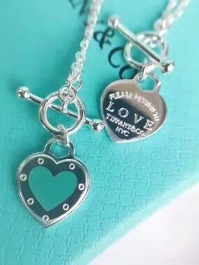 Tiffany & Co. Blue Heart Enamel Necklace S925